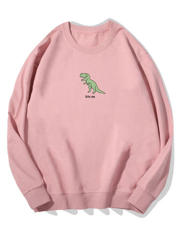 Cute Cartoon Dinosaur Print Cotton Sweatshirt