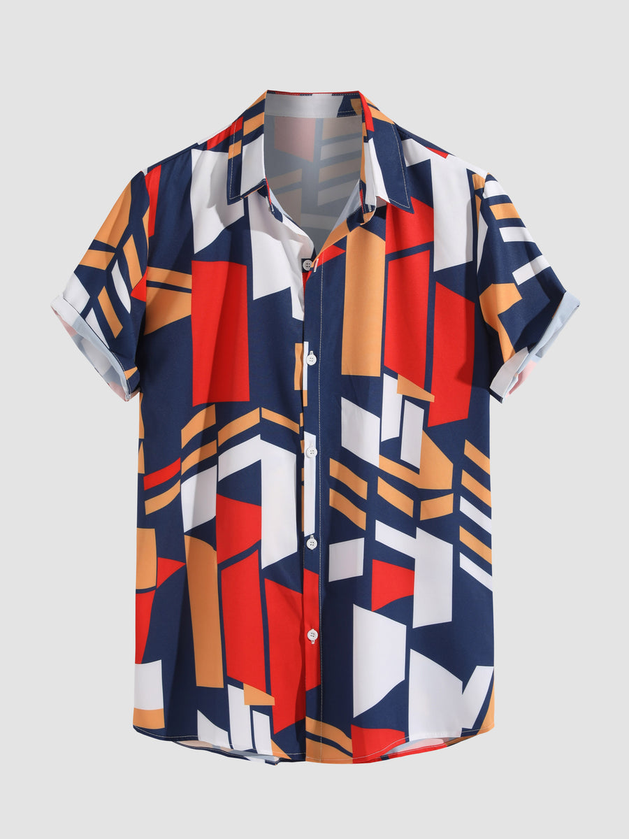 CRERI Geometry Print Button Up Shirt