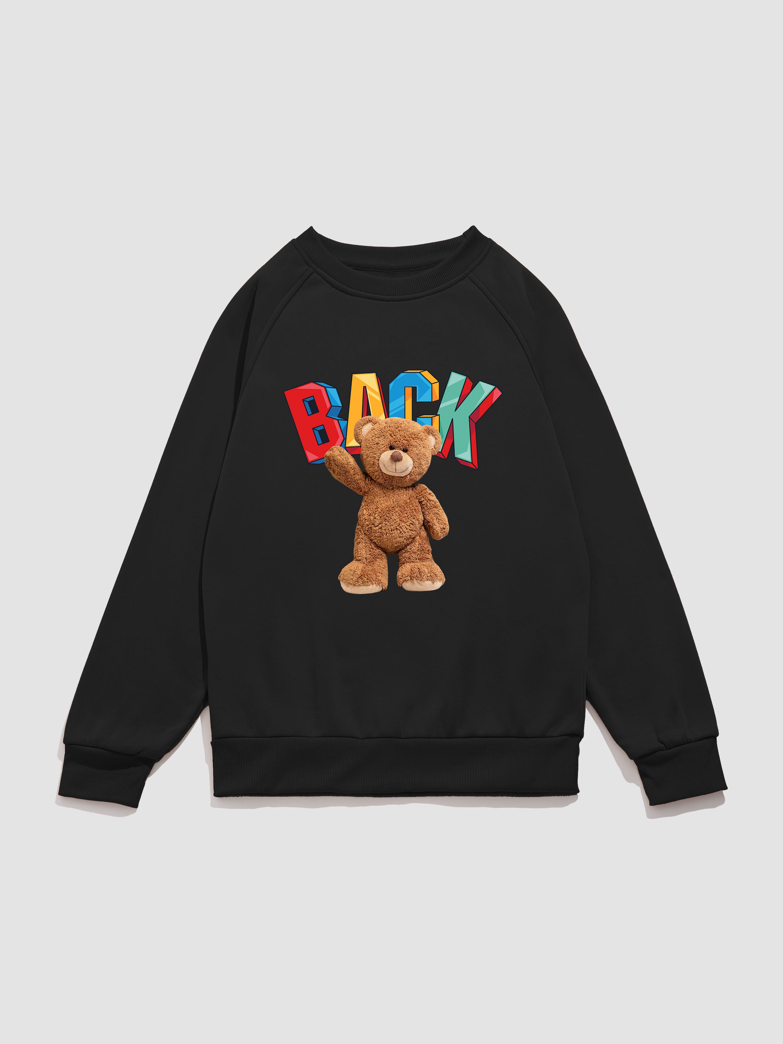 Cute Bear Print Raglan Sleeve Sweatshirt