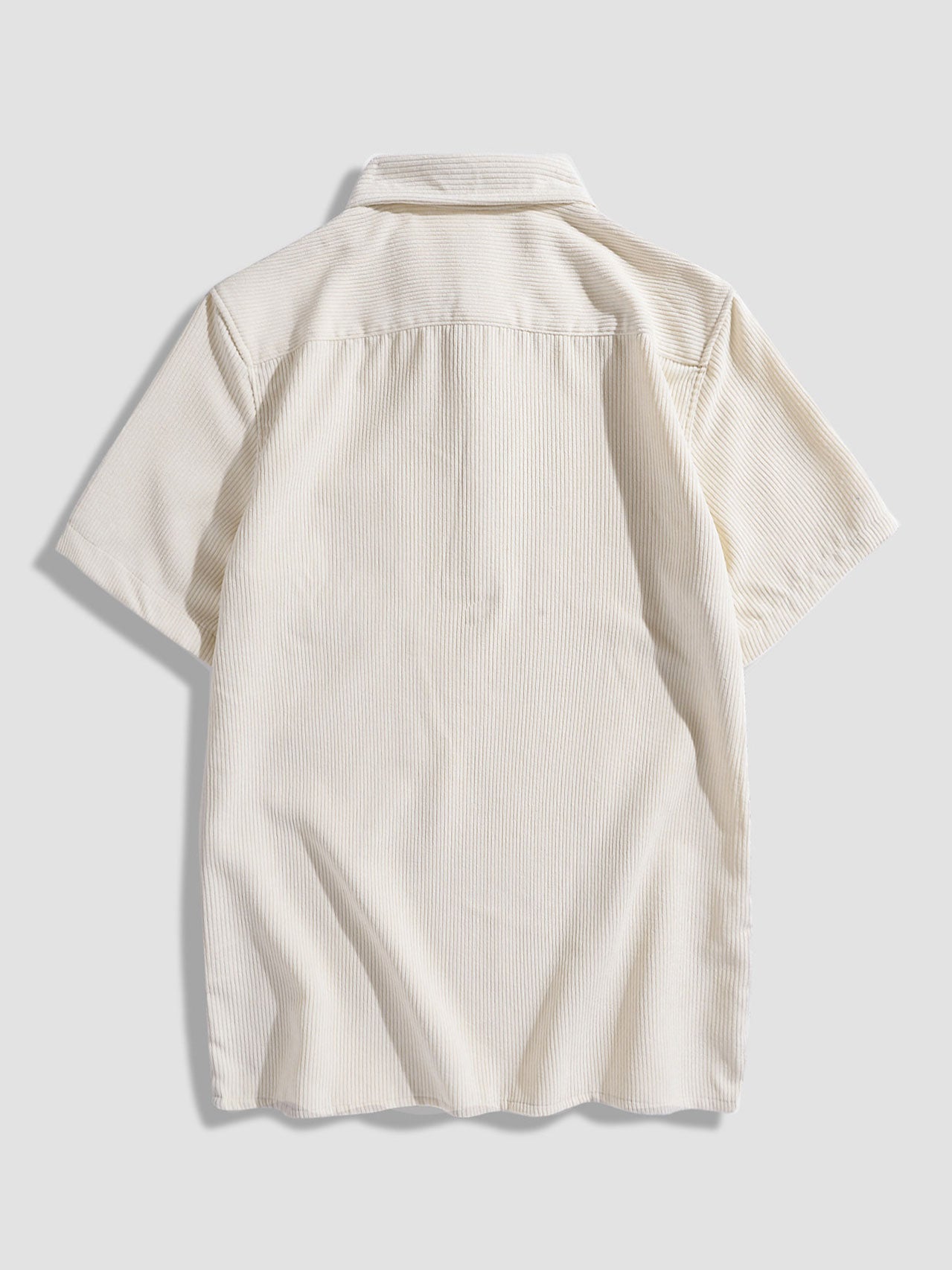 Corduroy Solid Short Sleeve Basic Shirts