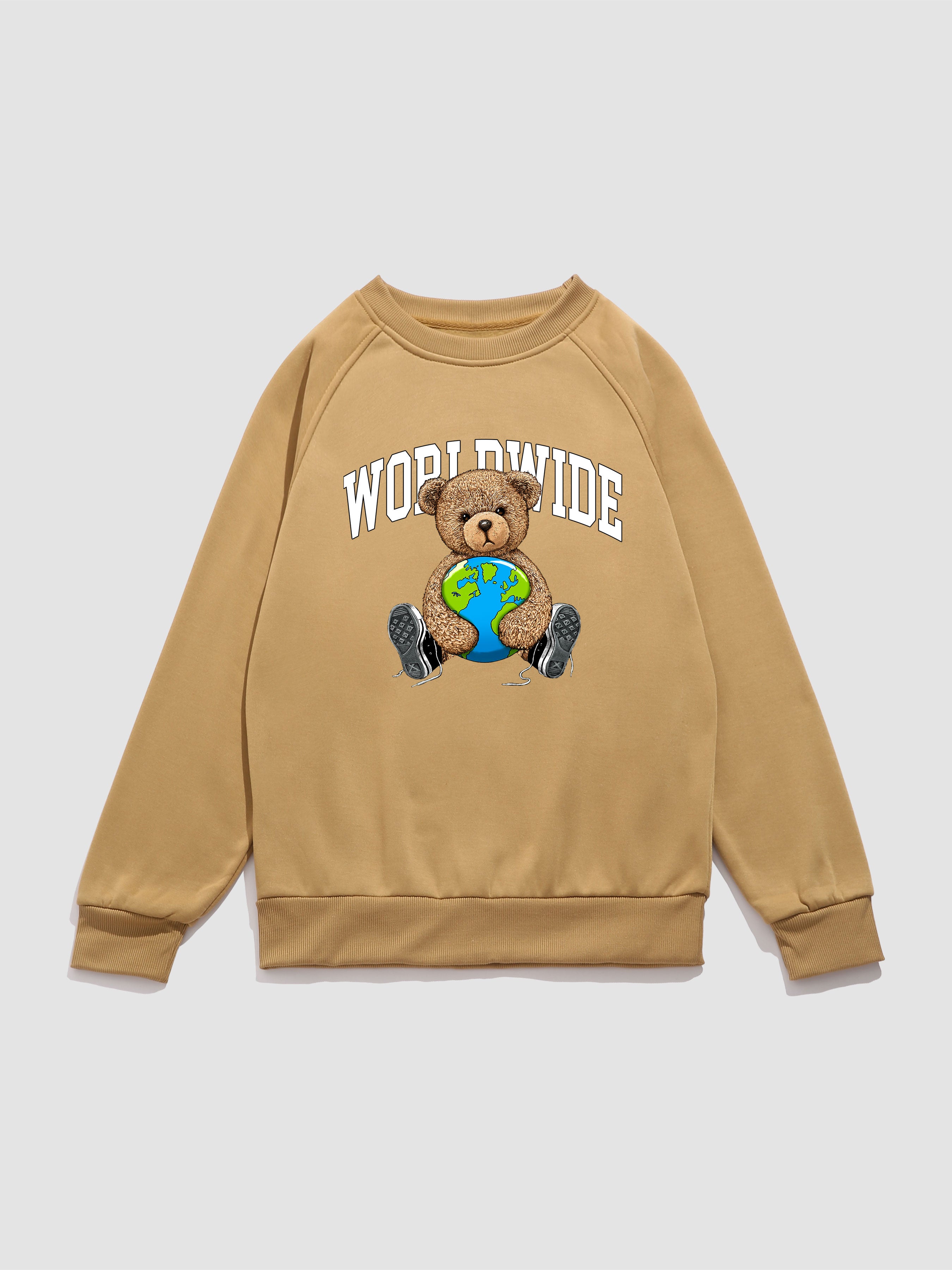 Worldwide Bear Print Raglan Sleeves Sweatshirt