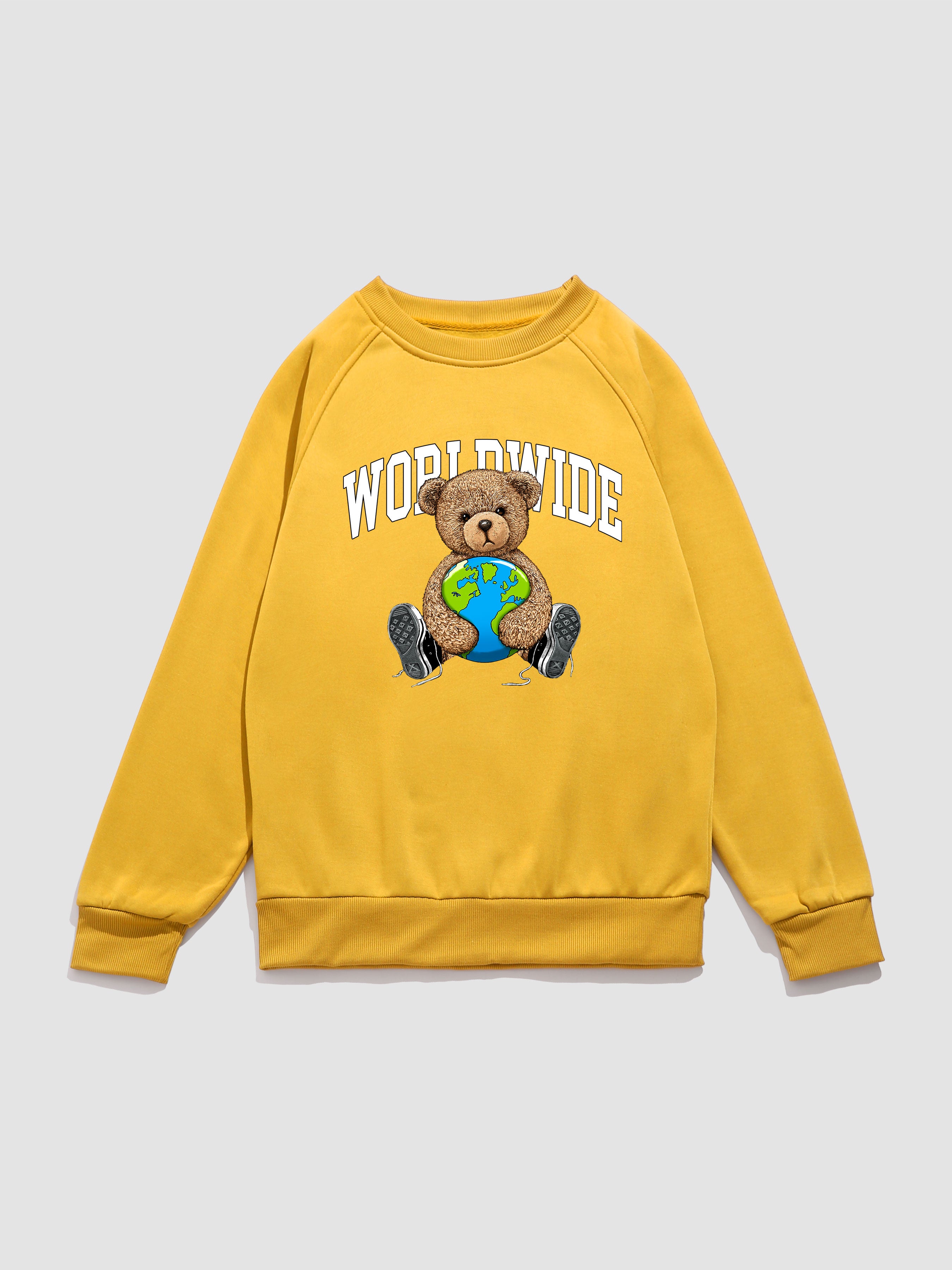 Worldwide Bear Print Raglan Sleeves Sweatshirt