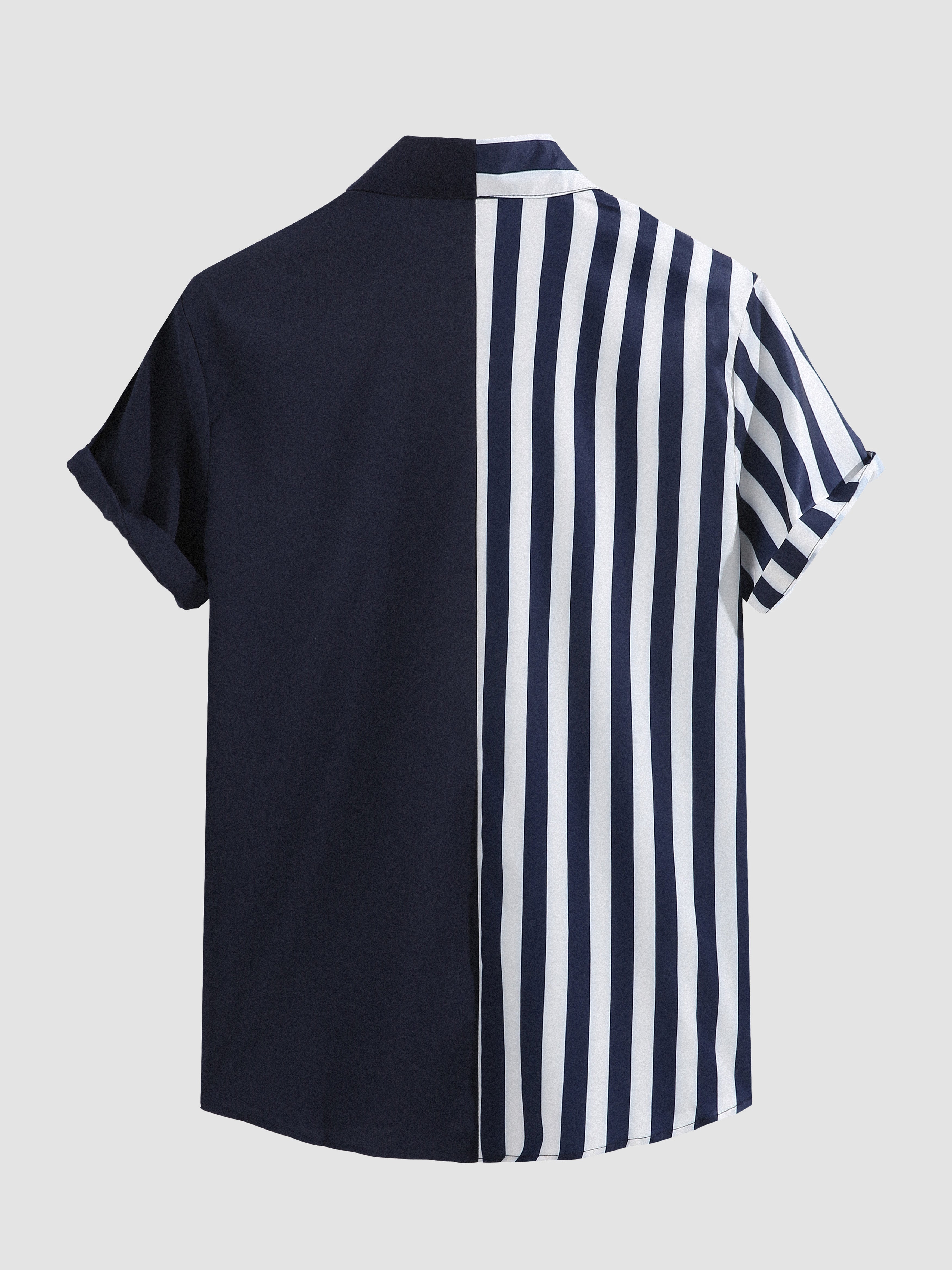 Patchwork Stripes Short Sleeve Shirts