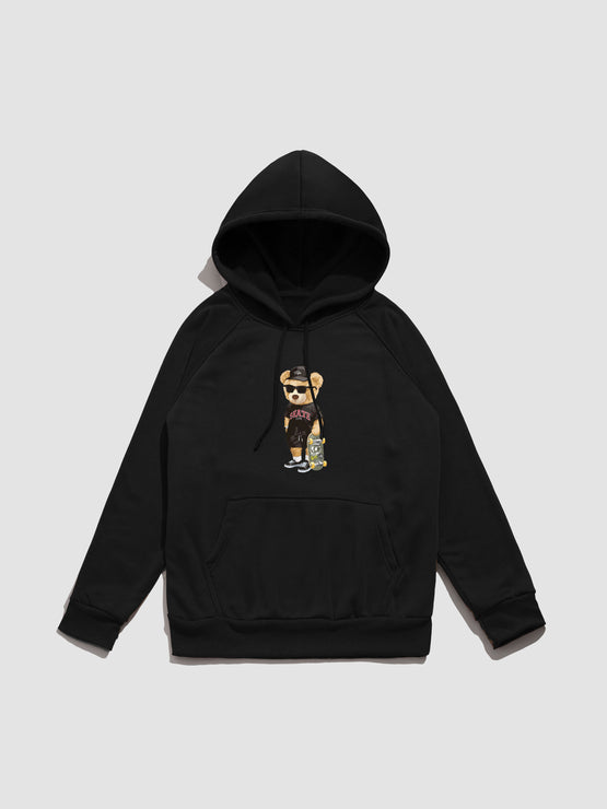Skate Bear Print Hoodie