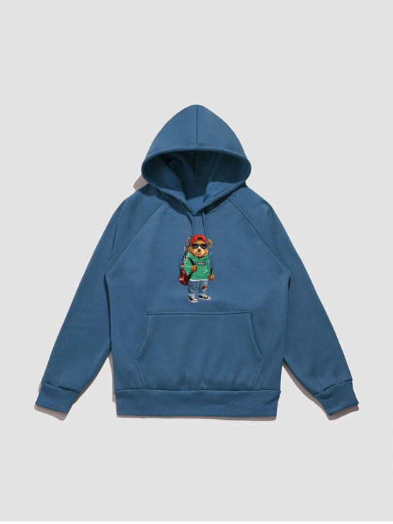 Guitar Bear Print Hoodie