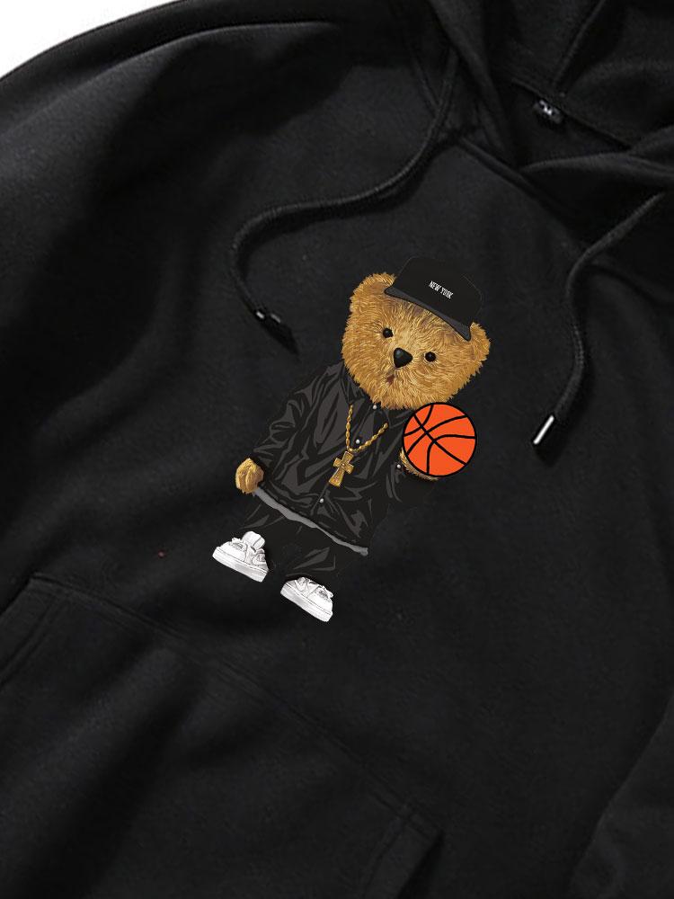 Basketball Bear Print Hoodie